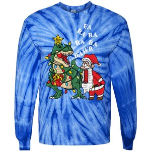 Funny Dinosaur Fa Ra Ra Rawr Rawr Christmas Funny Trex Xmas Gift Tie-Dye Long Sleeve Shirt