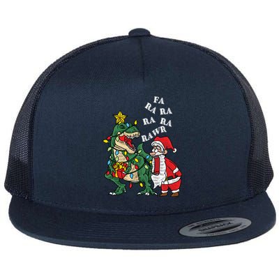 Funny Dinosaur Fa Ra Ra Rawr Rawr Christmas Funny Trex Xmas Gift Flat Bill Trucker Hat