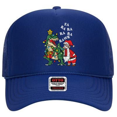 Funny Dinosaur Fa Ra Ra Rawr Rawr Christmas Funny Trex Xmas Gift High Crown Mesh Back Trucker Hat