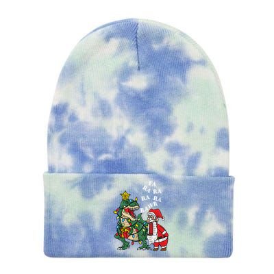 Funny Dinosaur Fa Ra Ra Rawr Rawr Christmas Funny Trex Xmas Gift Tie Dye 12in Knit Beanie