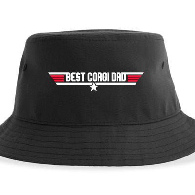 Father's Day Funny Dog Father 80s Best Corgi Dad Sustainable Bucket Hat