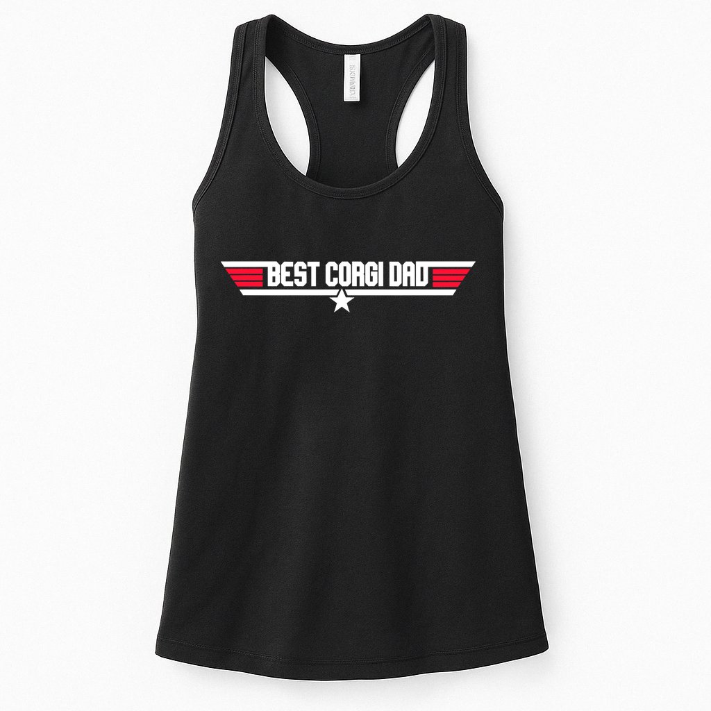 Father's Day Funny Dog Father 80s Best Corgi Dad Womens Tank Top
