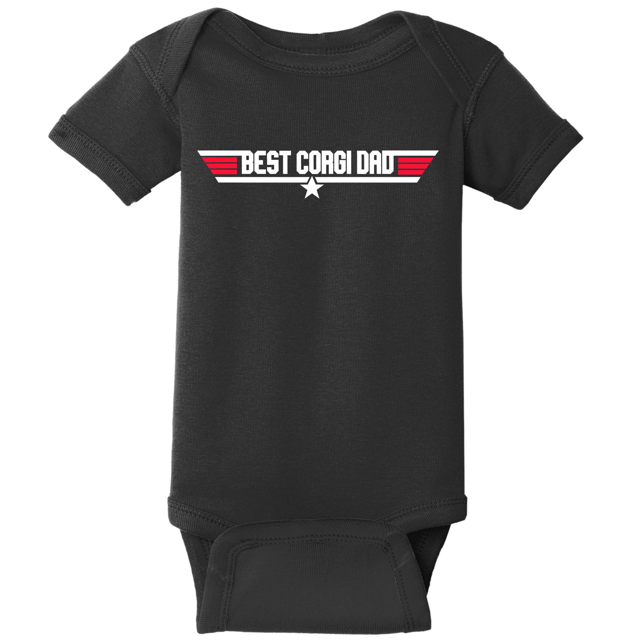 Father's Day Funny Dog Father 80s Best Corgi Dad Baby Bodysuit