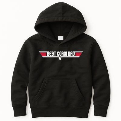 Father's Day Funny Dog Father 80s Best Corgi Dad Kids Hoodie