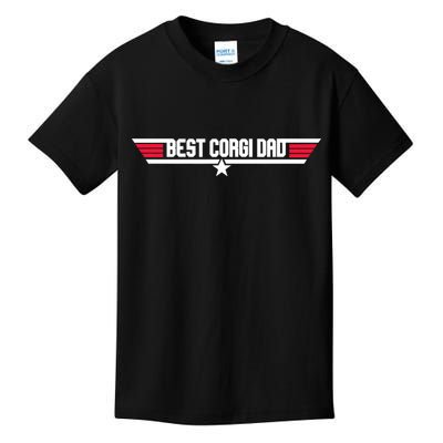 Father's Day Funny Dog Father 80s Best Corgi Dad Kids T-Shirt