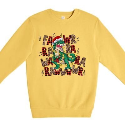 Funny Dinosaur Fa Ra Ra Rawr Rawr Christmas Trex Xmas Gift Premium Crewneck Sweatshirt