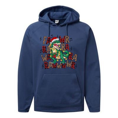 Funny Dinosaur Fa Ra Ra Rawr Rawr Christmas Trex Xmas Gift Performance Fleece Hoodie