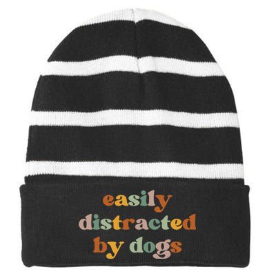 Funny Dog Striped Beanie with Solid Band