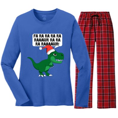 Funny Dinosaur Fa Ra Rawr Christmas Funny Gift Women's Long Sleeve Flannel Pajama Set 