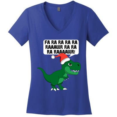 Funny Dinosaur Fa Ra Rawr Christmas Funny Gift Women's V-Neck T-Shirt