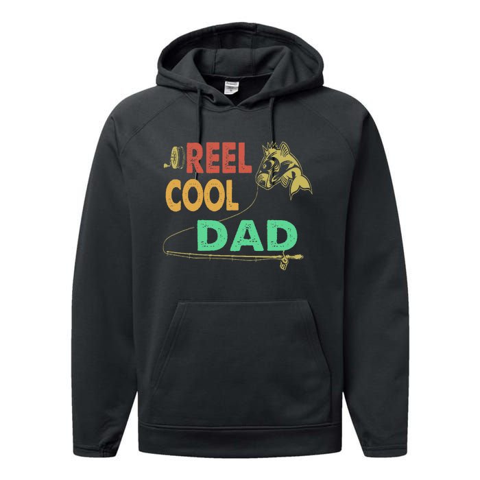 Fathers Day Funny Fisherman Reel Cool Dad Fishing Lover Performance Fleece Hoodie