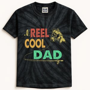 Fathers Day Funny Fisherman Reel Cool Dad Fishing Lover Kids Tie-Dye T-Shirt