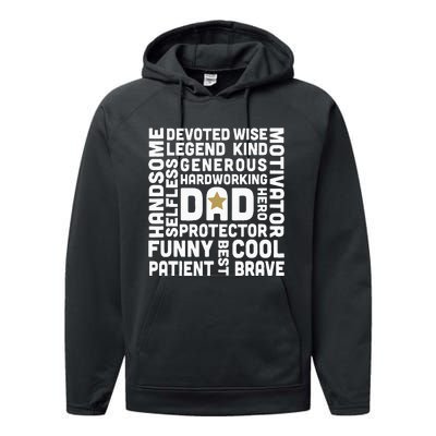 Father's Day For Dads Worlds Greatest Dad Proud Father Performance Fleece Hoodie