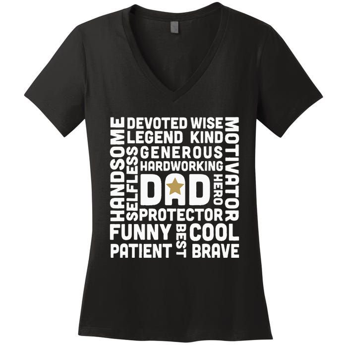 Father's Day For Dads Worlds Greatest Dad Proud Father Women's V-Neck T-Shirt