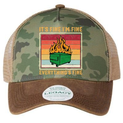 Funny Dumpster Fire It’s Fine I’m Fine Everything’s Legacy Tie Dye Trucker Hat