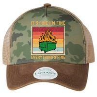 Funny Dumpster Fire It’s Fine I’m Fine Everything’s Legacy Tie Dye Trucker Hat
