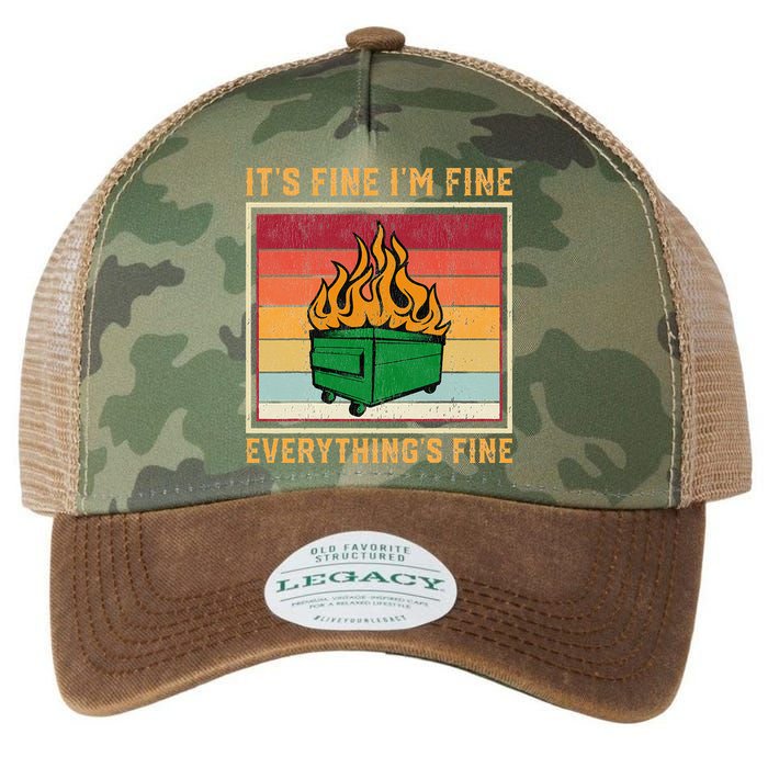 Funny Dumpster Fire It’s Fine I’m Fine Everything’s Legacy Tie Dye Trucker Hat