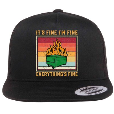 Funny Dumpster Fire It’s Fine I’m Fine Everything’s Flatbill Hat