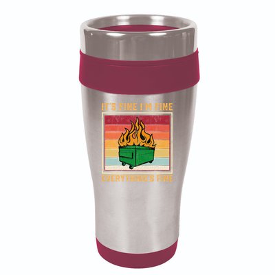 Funny Dumpster Fire It’s Fine I’m Fine Everything’s 16oz Travel Tumbler