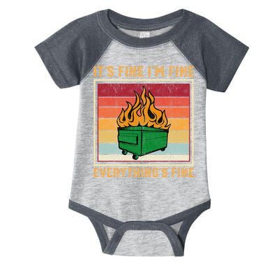 Funny Dumpster Fire It’s Fine I’m Fine Everything’s Infant Baby Jersey Bodysuit