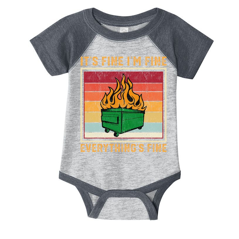 Funny Dumpster Fire It’s Fine I’m Fine Everything’s Infant Baby Jersey Bodysuit