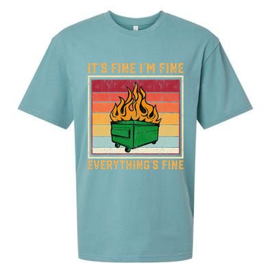 Funny Dumpster Fire It’s Fine I’m Fine Everything’s Sueded Cloud Jersey T-Shirt