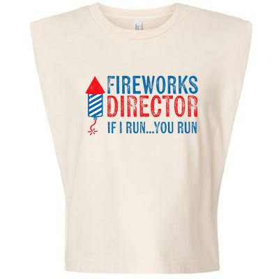 Fireworks Director Funny I Run 4th Of July Weathered Garment-Dyed Women's Muscle Tee