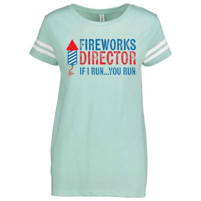 Fireworks Director Funny I Run 4th Of July Weathered Enza Ladies Jersey Football T-Shirt