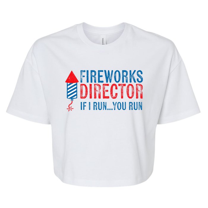 Fireworks Director Funny I Run 4th Of July Weathered Bella+Canvas Jersey Crop Tee