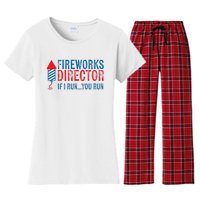 Fireworks Director Funny I Run 4th Of July Weathered Women's Flannel Pajama Set