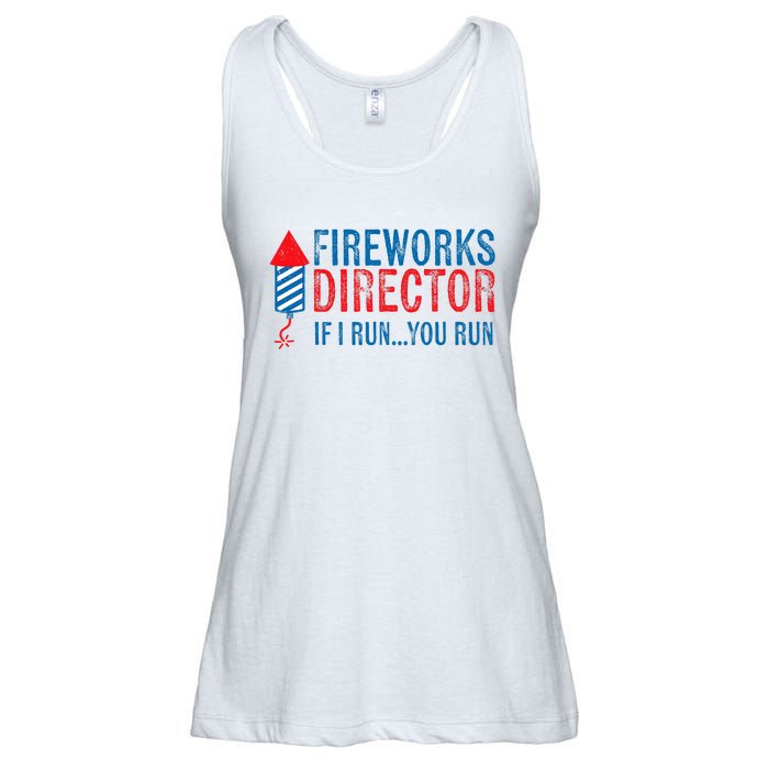 Fireworks Director Funny I Run 4th Of July Weathered Ladies Essential Flowy Tank