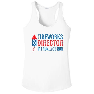 Fireworks Director Funny I Run 4th Of July Weathered Ladies PosiCharge Competitor Racerback Tank