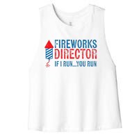 Fireworks Director Funny I Run 4th Of July Weathered Women's Racerback Cropped Tank