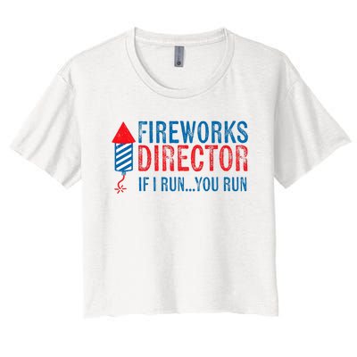 Fireworks Director Funny I Run 4th Of July Weathered Women's Crop Top Tee