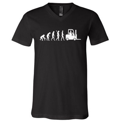 Forklift Driver Fork Hoist Evolution Warehouse Worker V-Neck T-Shirt