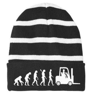 Forklift Driver Fork Hoist Evolution Warehouse Worker Striped Beanie with Solid Band