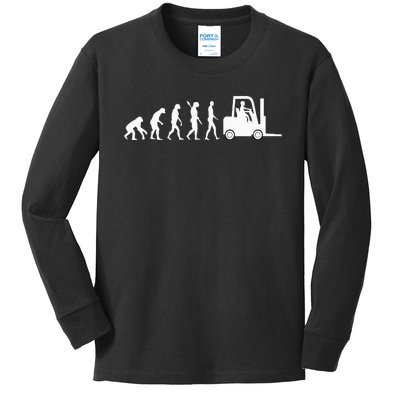 Forklift Driver Fork Hoist Evolution Warehouse Worker Kids Long Sleeve Shirt