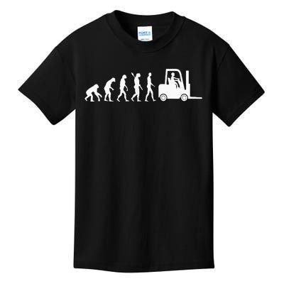 Forklift Driver Fork Hoist Evolution Warehouse Worker Kids T-Shirt