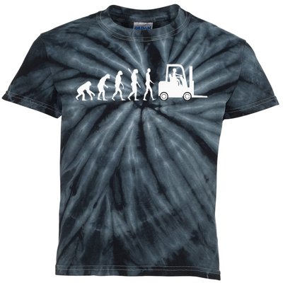 Forklift Driver Fork Hoist Evolution Warehouse Worker Kids Tie-Dye T-Shirt