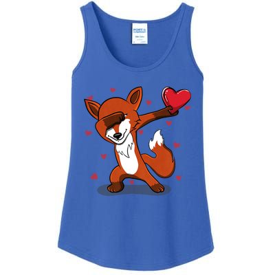 Funny Dabbing Fox Heart Valentine's Day Gift Ladies Essential Tank