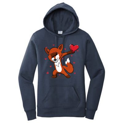 Funny Dabbing Fox Heart Valentine's Day Gift Women's Pullover Hoodie