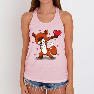 Funny Dabbing Fox Heart Valentine's Day Gift Women's Knotted Racerback Tank