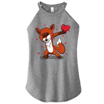 Funny Dabbing Fox Heart Valentine's Day Gift Women’s Perfect Tri Rocker Tank