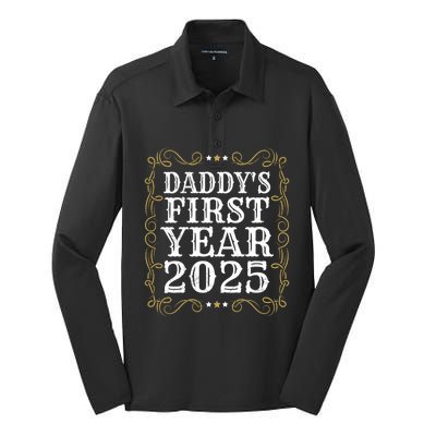 Fathers DaddyS First Year 2025 Dadtobe 1st Fathers Day Gift Silk Touch Performance Long Sleeve Polo