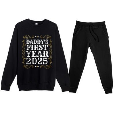 Fathers DaddyS First Year 2025 Dadtobe 1st Fathers Day Gift Premium Crewneck Sweatsuit Set