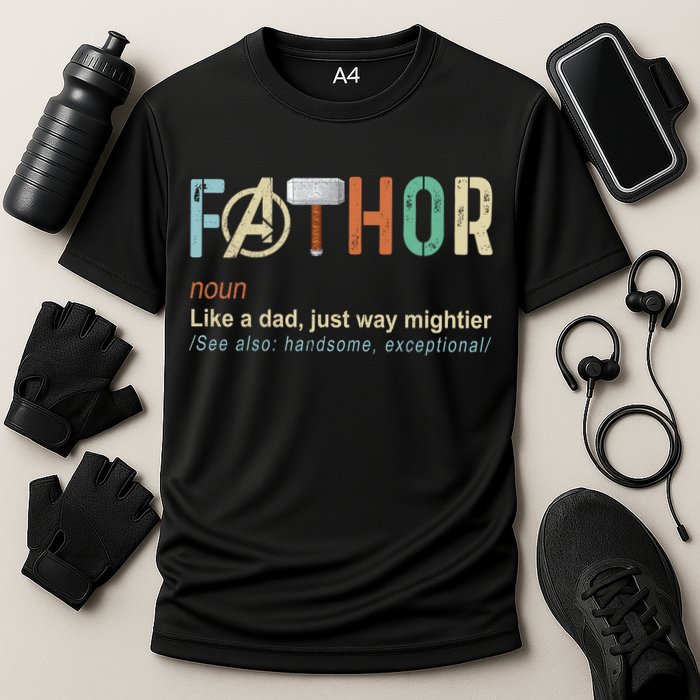 Father's Day Fathor Like Regular Dad Just Way Mightier Hero Cooling Performance Crew T-Shirt