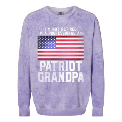 Father Day Funny Retiret Joke Patriot Retired Grandpa Gift Colorblast Crewneck Sweatshirt