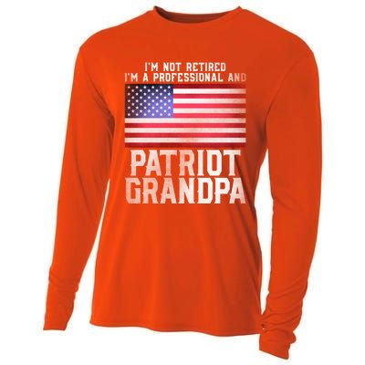 Father Day Funny Retiret Joke Patriot Retired Grandpa Gift Cooling Performance Long Sleeve Crew