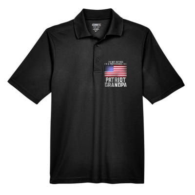 Father Day Funny Retiret Joke Patriot Retired Grandpa Gift Men's Origin Performance Pique Polo