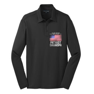 Father Day Funny Retiret Joke Patriot Retired Grandpa Gift Silk Touch Performance Long Sleeve Polo